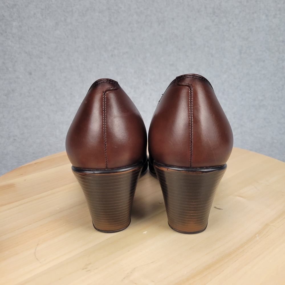 Dansko Beth Pumps Women 37 Brown Leather Block Heel Floral Slip On 3303787800 - Picture 6 of 10